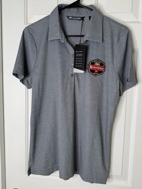 Travis Mathew Heather Gray Polo with Patch Logo